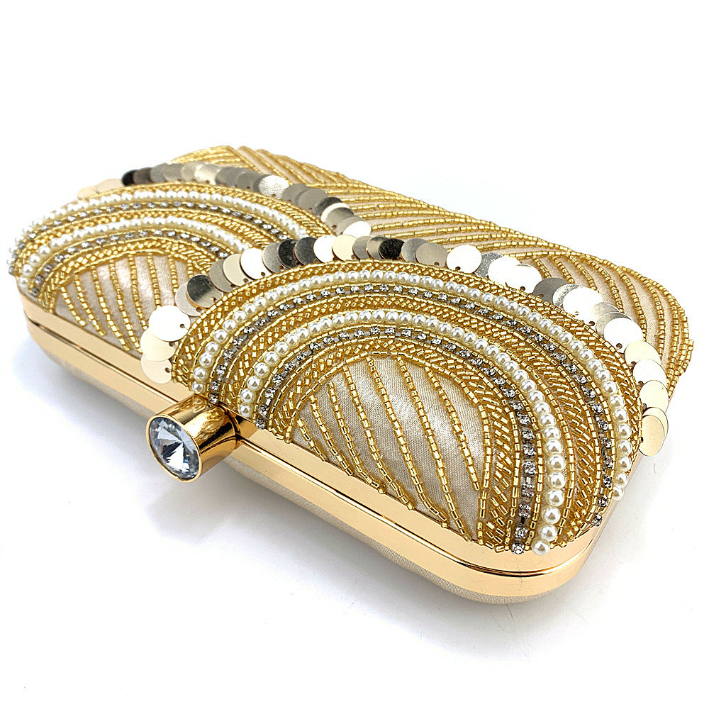 Golden Sequence Embroidery Beaded Party Bag Clutch Handbag