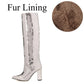 <tc>Silver Croc Printed Chunky Heel Knee High Boots</tc>