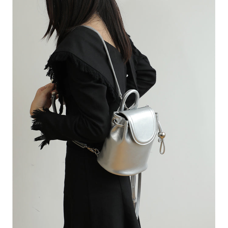 leather flap mini backpack