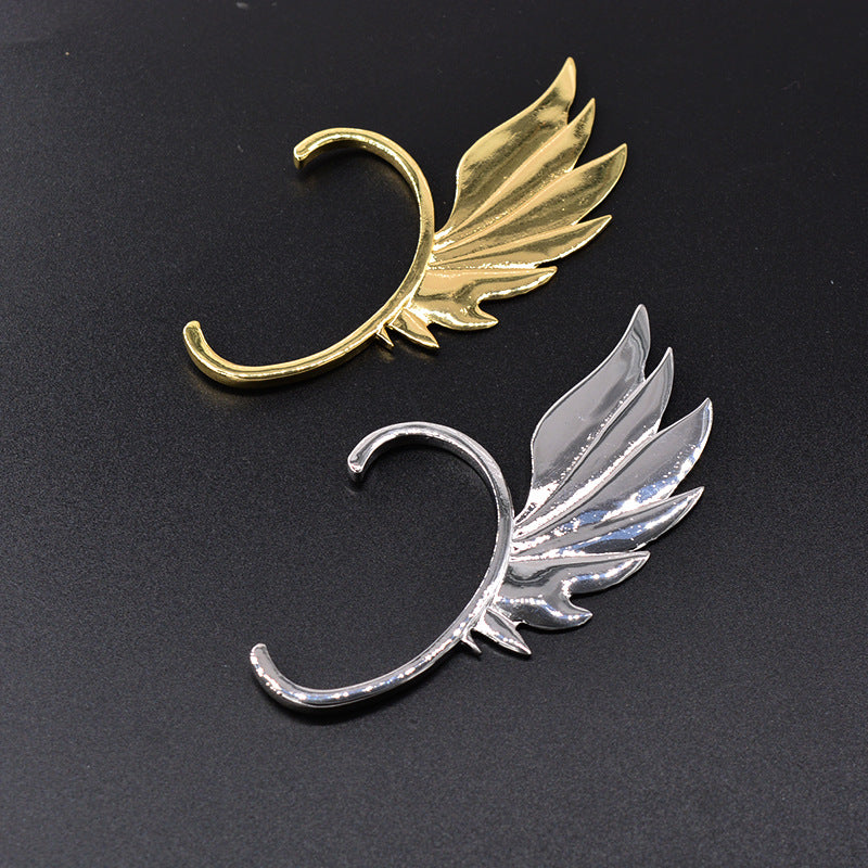 silver punk style wing earrings