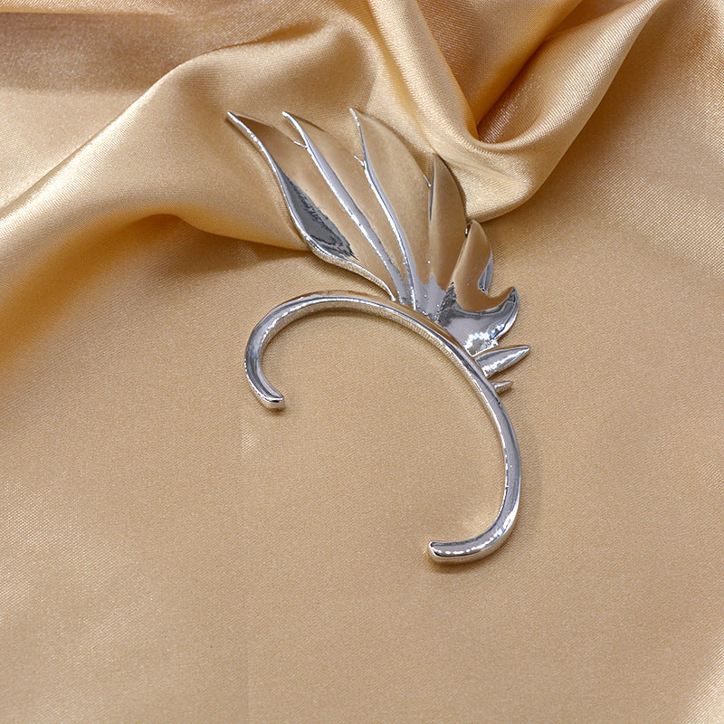 silver punk style wing earrings