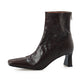 Leather square-toe low-heel ankle boots