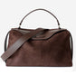 Suede Leather Zipper Handbag Shoulder Boston Bag