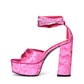 Pink Suede Open Toe Chunky Heel Platform Sandals