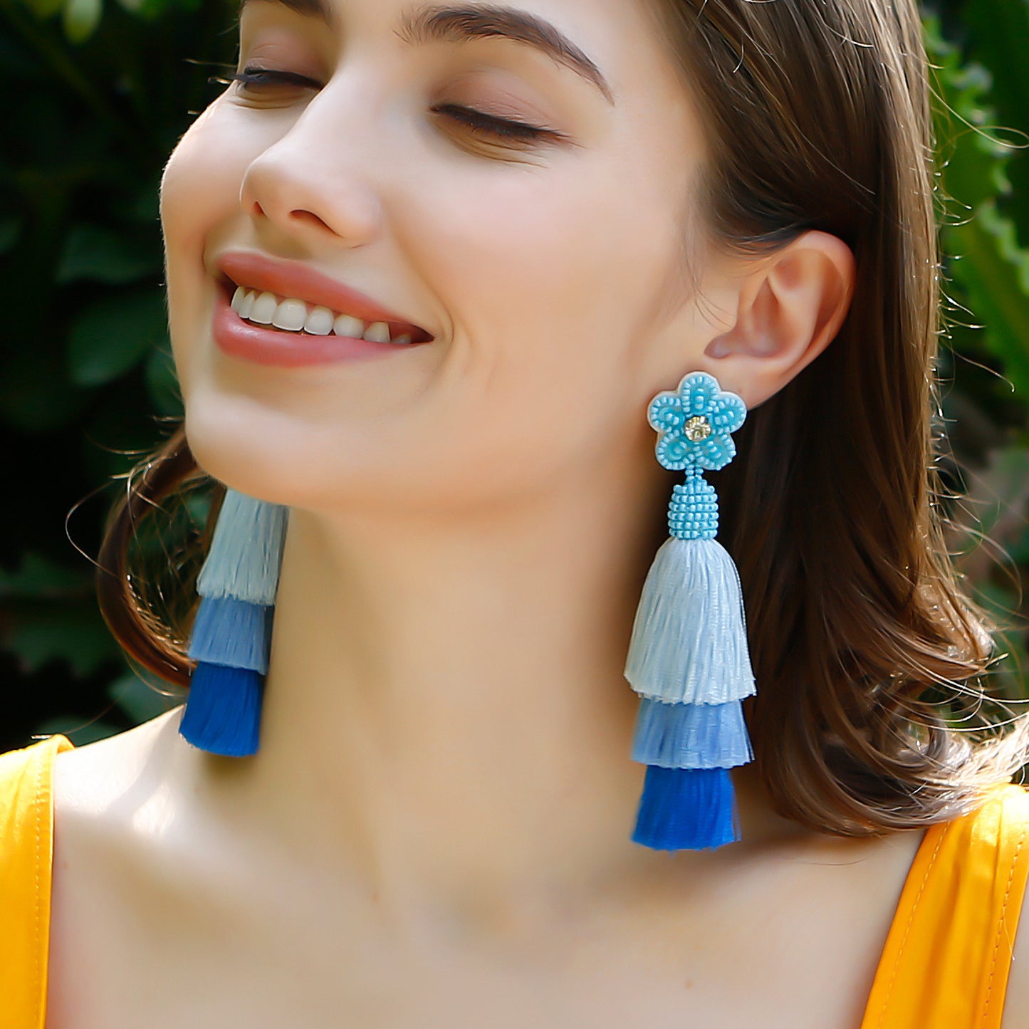 Summer Beach Trend Tassel Dangle Bohemian Earrings Beads Flower Earrings