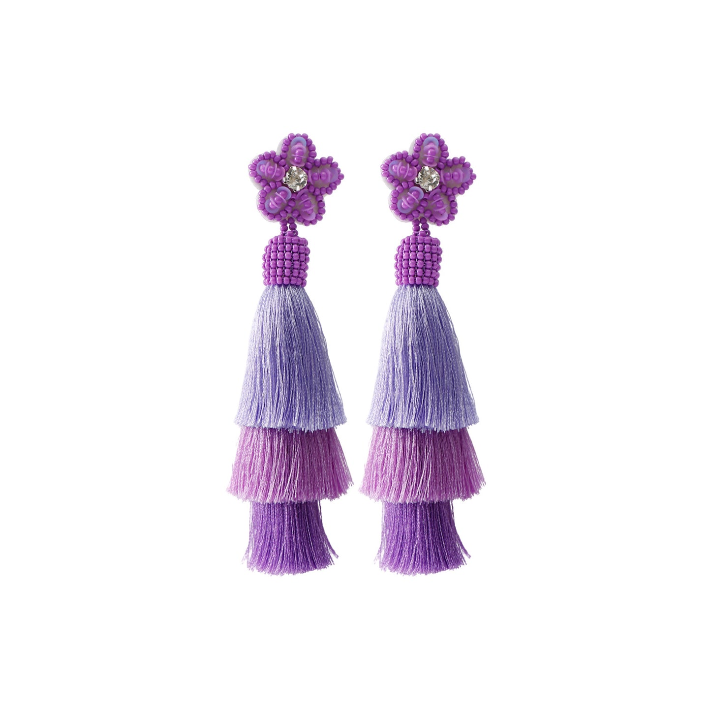 Summer Beach Trend Tassel Dangle Bohemian Earrings Beads Flower Earrings