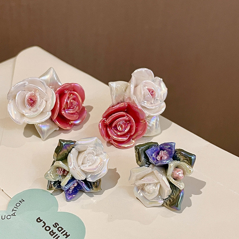 Sweet Retro Ceramic Magic Flower Stud Earrings