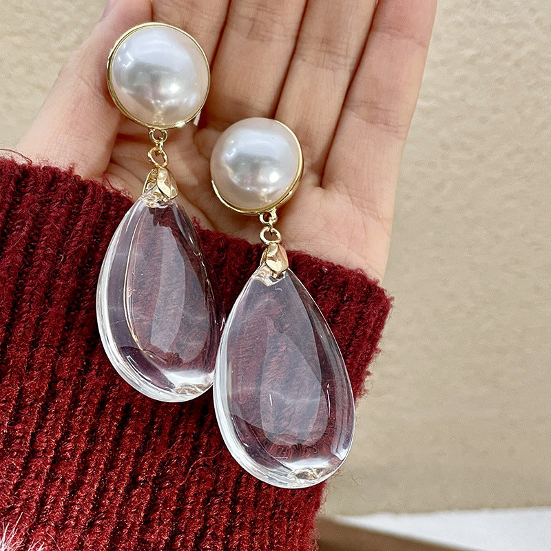 clear drop pendant earrings