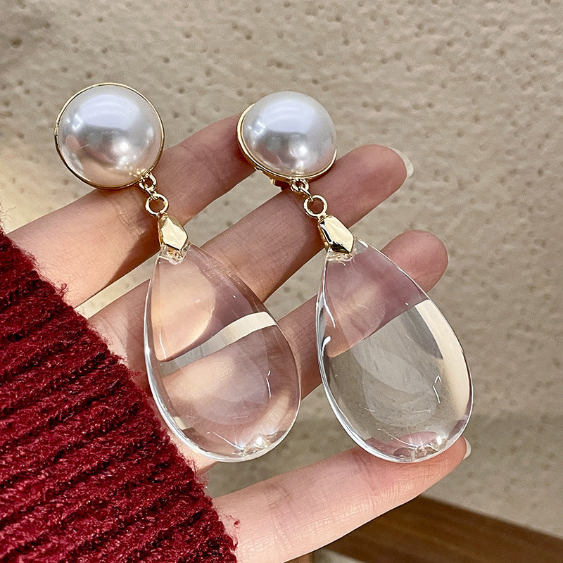 clear drop pendant earrings