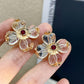 Transparent three-dimensional four-leaf flower stud earrings