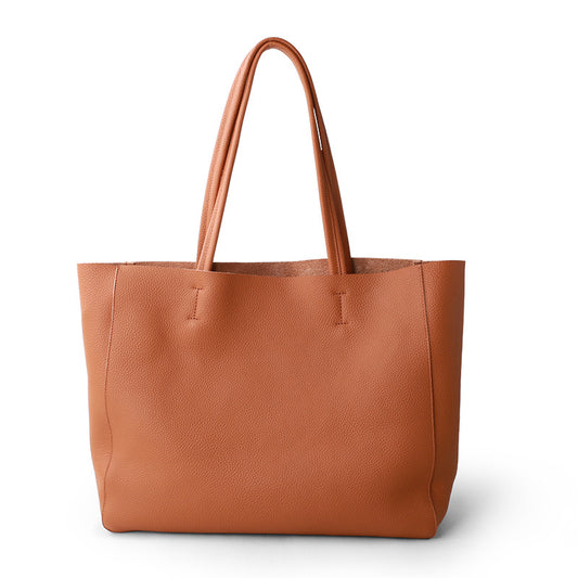 Trendy brown soft leather tote bag