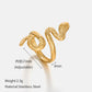 Trendy Chic Snake Shape Open Ring Retro Adjustable Stainless Steel Ring