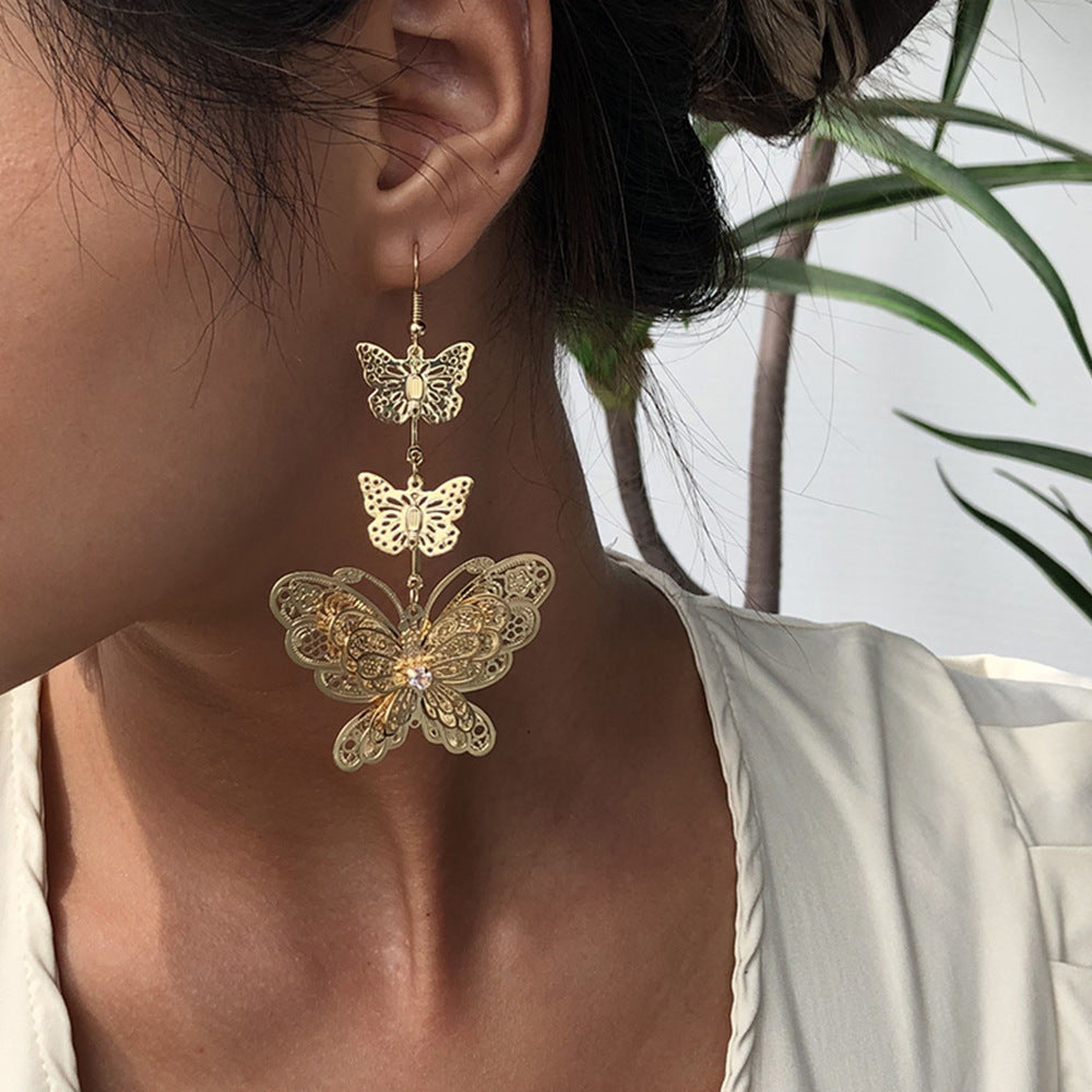 Trendy Hollow Out Butterfly Fashion Earrings