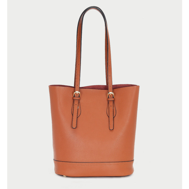 Trendy retro leather shoulder tote bucket bag