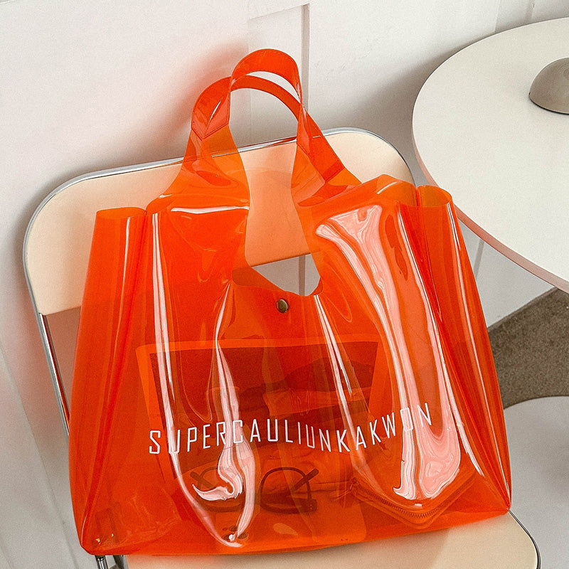 Trendy transparent bags Jelly bags Shoulder tote bags Beach bags