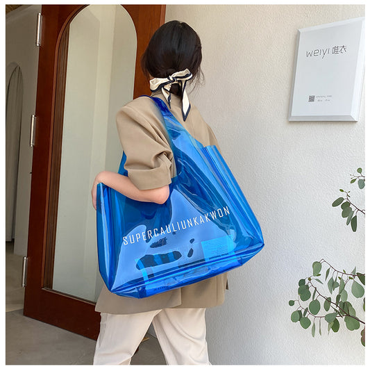 Trendy transparent bags Jelly bags Shoulder tote bags Beach bags