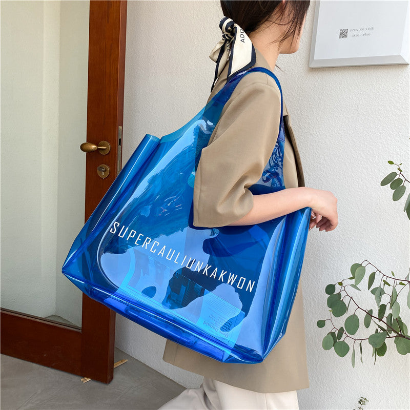 Trendy transparent bags Jelly bags Shoulder tote bags Beach bags