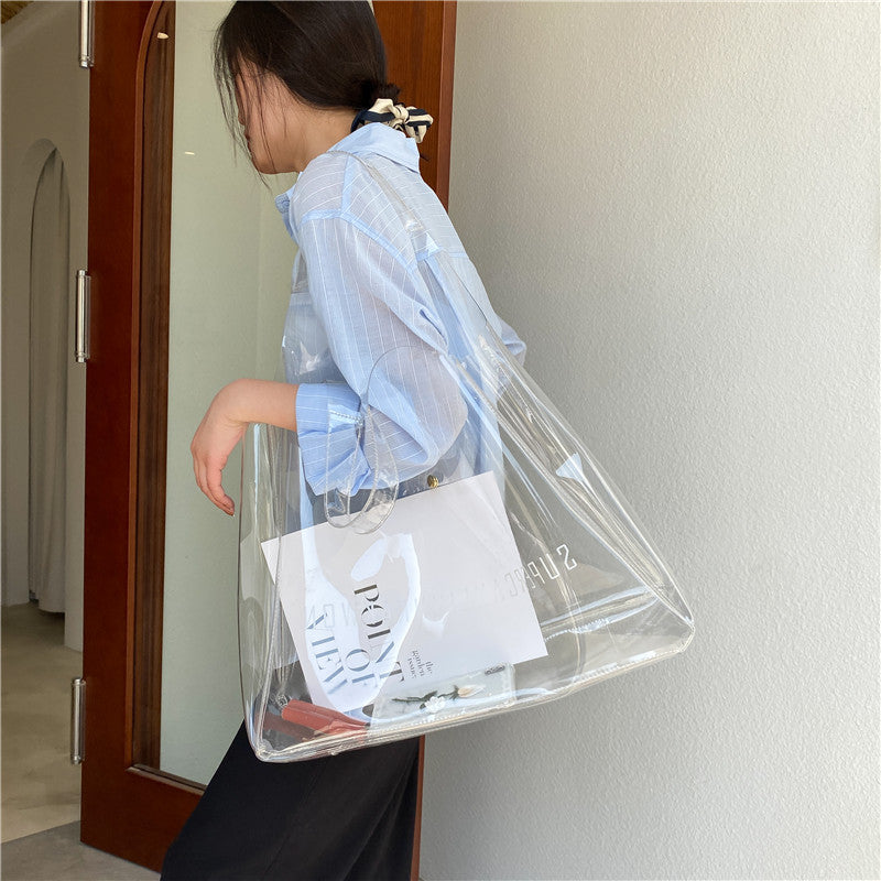 Trendy transparent bags Jelly bags Shoulder tote bags Beach bags