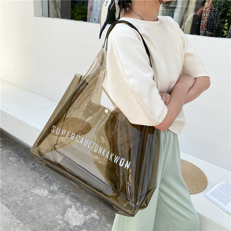 Trendy transparent bags Jelly bags Shoulder tote bags Beach bags