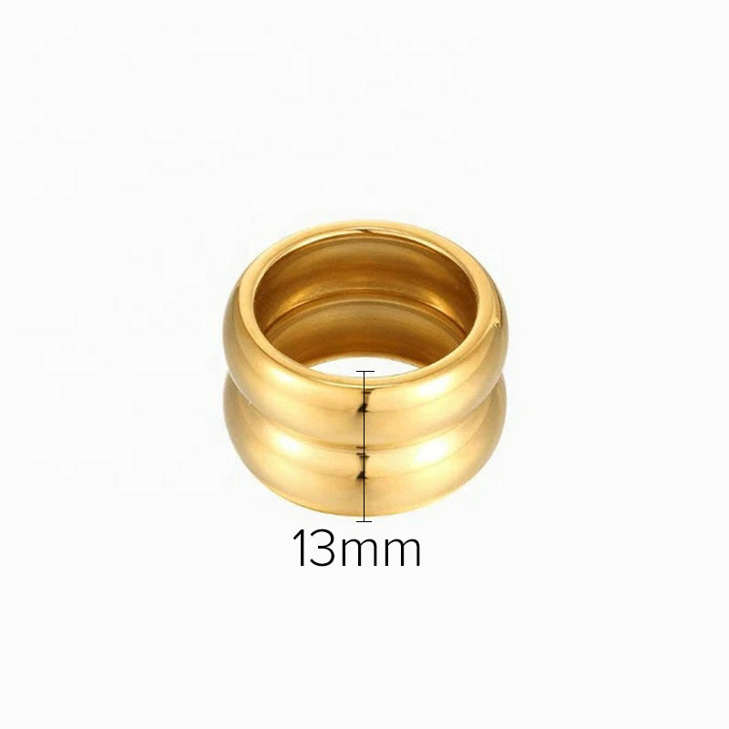 Trendy wide double layer simple women's ring titanium steel fashion jewelry