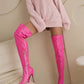 Pink Vegan Leather Stiletto Heel Over Zani Boots