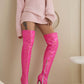 Pink Vegan Leather Stiletto Heel Over Zani Boots