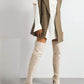 Beige vegan leather stiletto heel over-the-knee boots