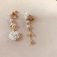 Vintage Elegance Butterfly Fringe White Rose Earrings Ear Clips