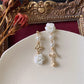 Vintage Elegance Butterfly Fringe White Rose Earrings Ear Clips