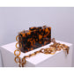 Vintage Fashion Tortoiseshell Square Box Acrylic Chain Party Bag