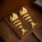 vintage gold fishbone earrings