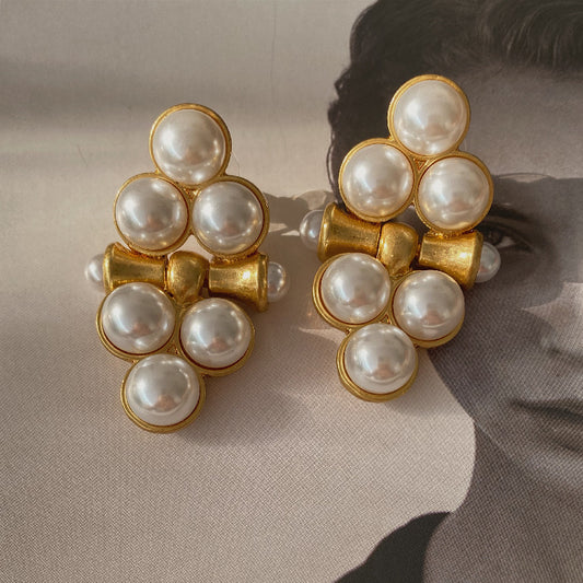 vintage gold grape and pearl earring jewelry