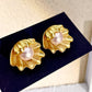 vintage gold shell pearl earrings