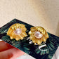 vintage gold shell pearl earrings