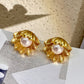 vintage gold shell pearl earrings