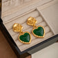 Vintage Green Love Heart Earrings Flowers Ear Accessories