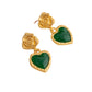 Vintage Green Love Heart Earrings Flowers Ear Accessories