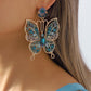 Vintage Rhinestone Hollow Butterfly Earrings Retro Earrings