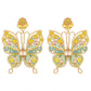 Vintage Rhinestone Hollow Butterfly Earrings Retro Earrings