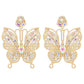 Vintage Rhinestone Hollow Butterfly Earrings Retro Earrings