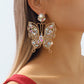 Vintage Rhinestone Hollow Butterfly Earrings Retro Earrings