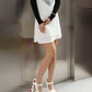 White Heart Chunky Heel Pointed Toe Platform Heel Mary Jane Pumps