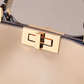 White Leather Satchel Handbag with Metal Lock Bag