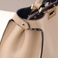 White Leather Satchel Handbag with Metal Lock Bag