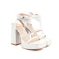 White Open Toe Platform Heel Strap Sandals