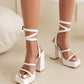 White Open Toe Platform Heel Strap Sandals