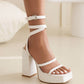 White Open Toe Platform Heel Strap Sandals