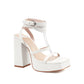 White Open Toe Platform Heel Strap Sandals