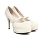 White Patent Leather Almond Toe Stiletto Heel Mary Jane Pumps