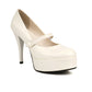 White Patent Leather Almond Toe Stiletto Heel Mary Jane Pumps